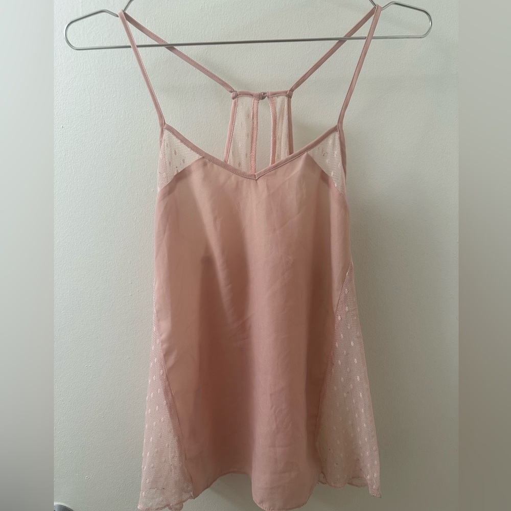 Kimchi Blue Urban Outfitters Vintage Blush Pink Sheer Lace Polka Dot Tank Top